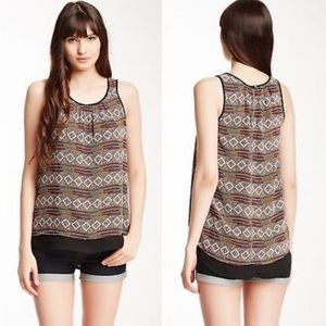 Anthropologie Daniel Rainn Printed Tipped Layered Sleeveless Blouse